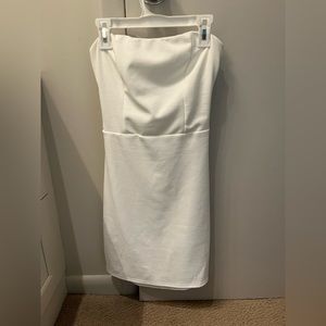 Junior white strapless dress with back cut outs (tag says L fits Jr XS